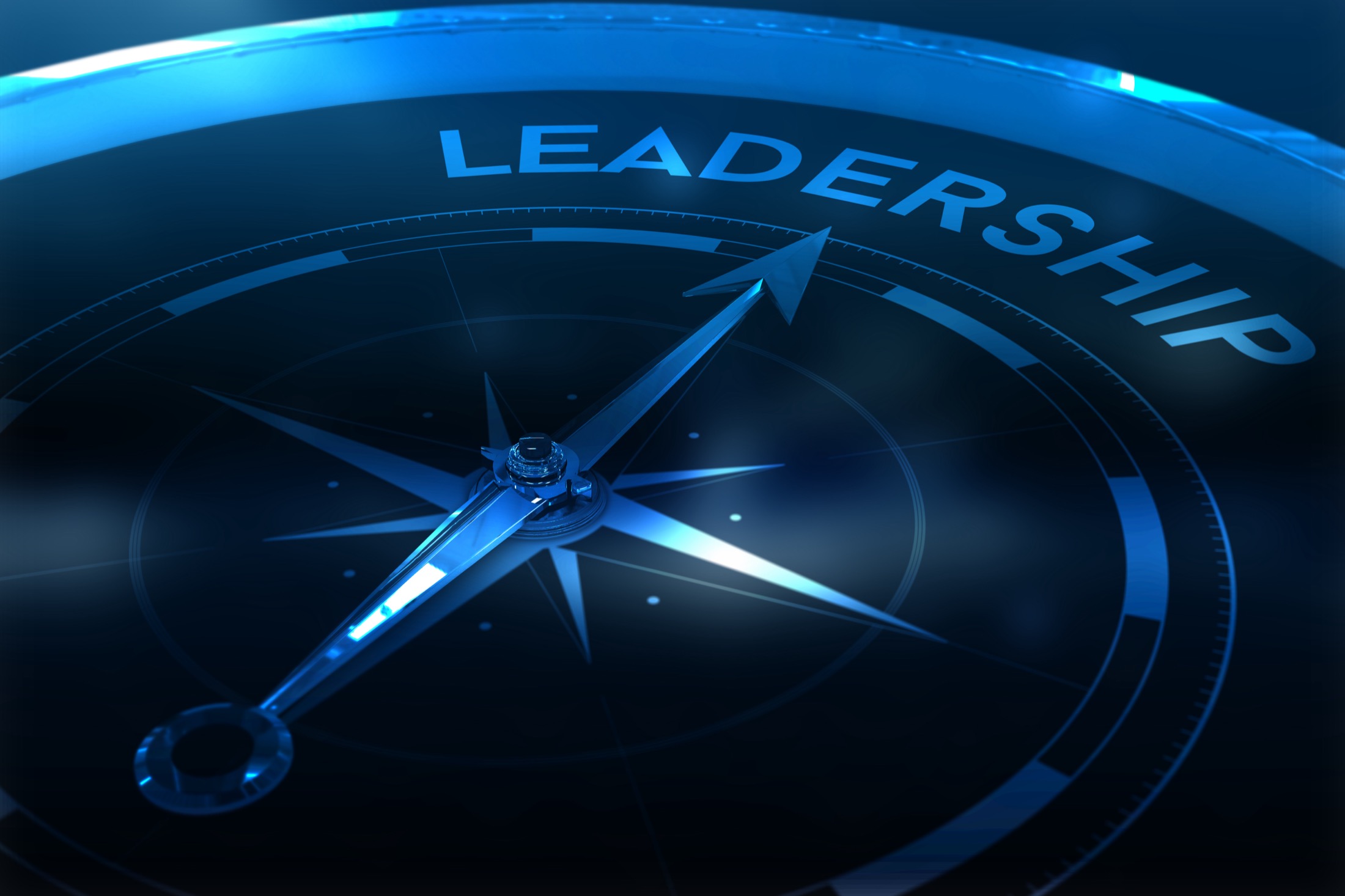 Compass that is pointing toward "Leadership"