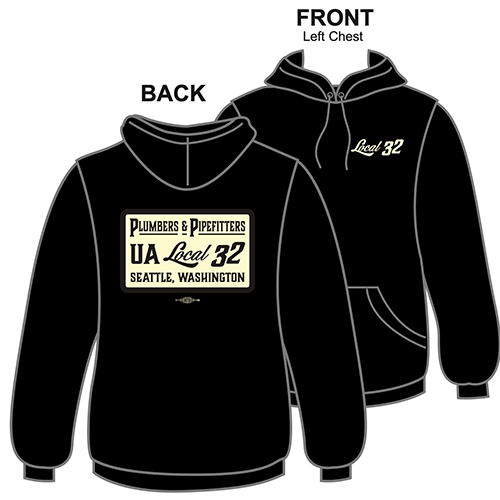 Old-school logo UA Local 32 black pullover hoodie