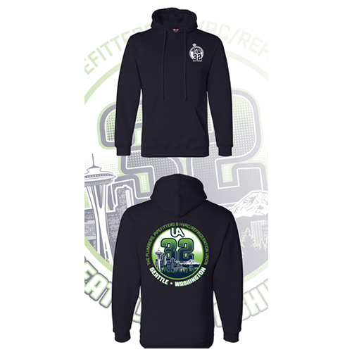 UA Local 32 dual sided logo pullover hoodie